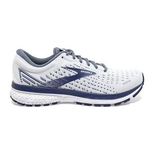 Brooks Ghost 13 Road Running Shoes - Mens, White/Grey/Navy | IE-JEH806512